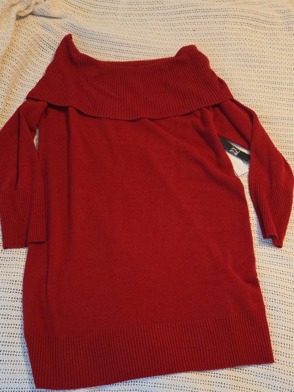 Off-Shoulder Red Women's Sweater Dress